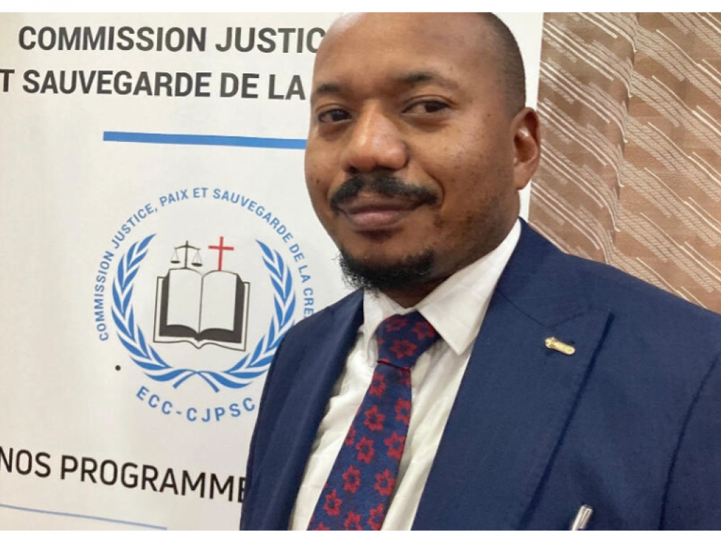 Reverend Éric Senga, porte-parole de l’Eglise du Christ au Congo (ECC). © RFI/Sonia Rolley