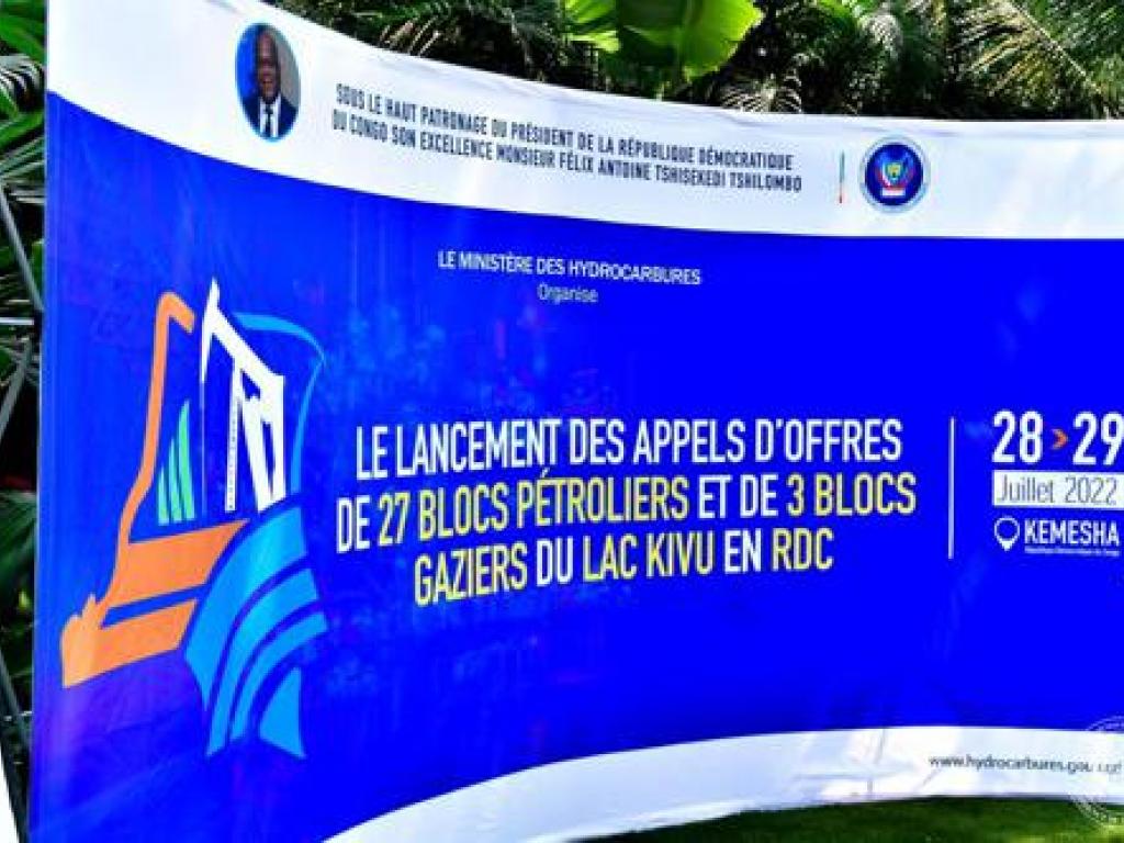 Cérémonie de lancement de 30 appels d'offres dont 27 pour des blocs pétroliers et 3 pour des blocs gaziers du lac Kivu le 28/07/2022. Présidence RDC