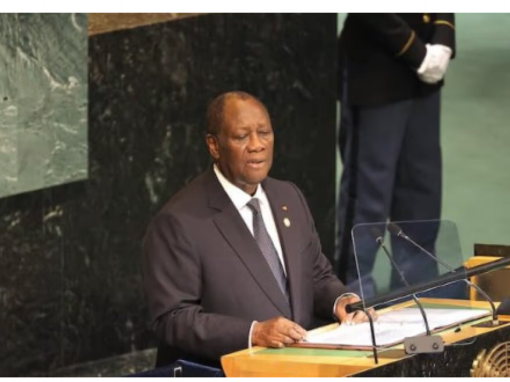 Alassane Ouattara à la tribune de la 77ème Assemblée générale des Nations unies à New York, le 21 septembre 2022. © DR