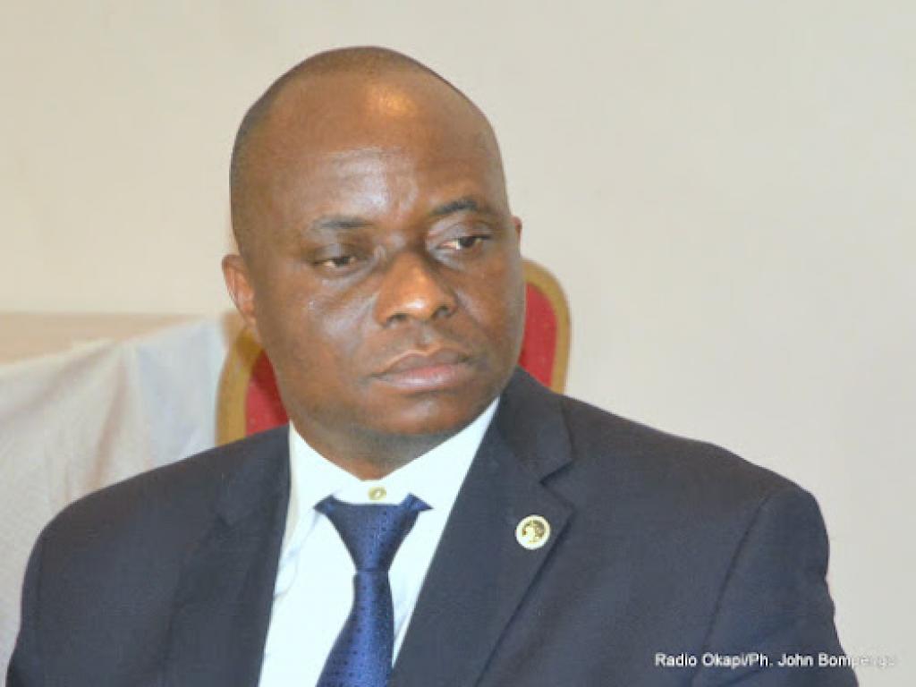 Georges Kapiamba, président d’Acaj le10/09/2015 à Kinshasa lors d’une conférence de presse. Radio Okapi/Ph. John Bompengo