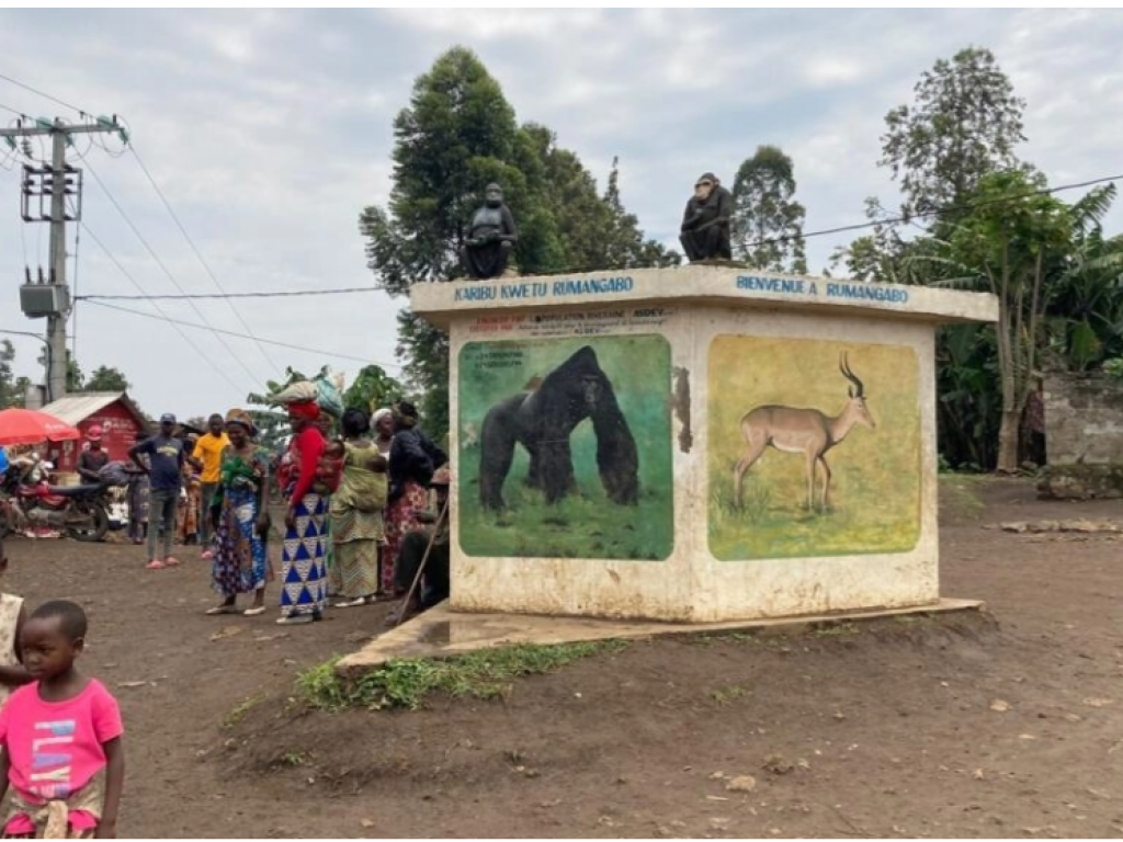 Entrée de la ville de Rumangabo, dans le Rutshuru, RDC, le 10 octobre 2022. © Paulina Zidi / RFI