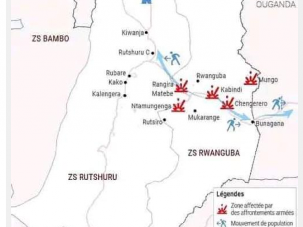 carte physique du territoire de Rutshuru, au Nord-Kivu. Photo Droits Tiers.