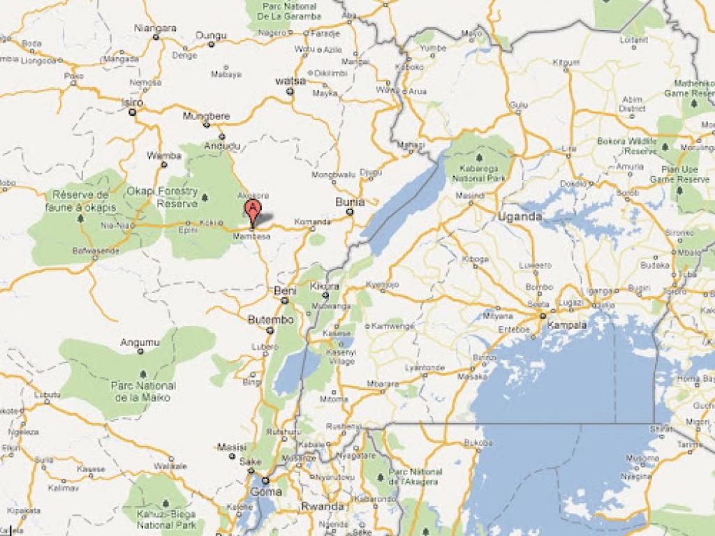 Le point A en rouge, le territoire de Mambasa, dans la Province-Orientale (RDC)