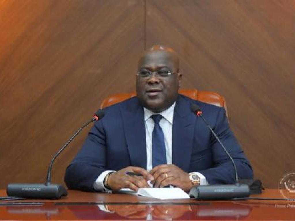 Le Président Félix Tshisekedi à la réunion du Comité politique de pilotage du Programme de de développement de 145 territoires le 13/01/2022. PRESIDENCE