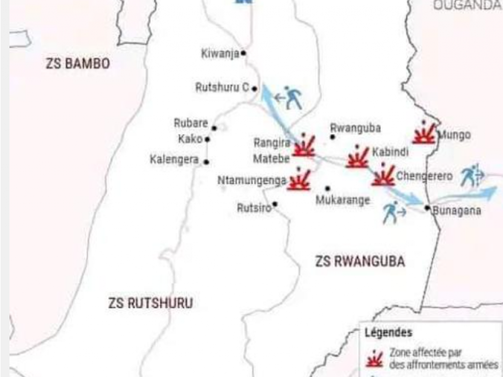 carte physique du territoire de Rutshuru, au Nord-Kivu. Photo Droits Tiers.