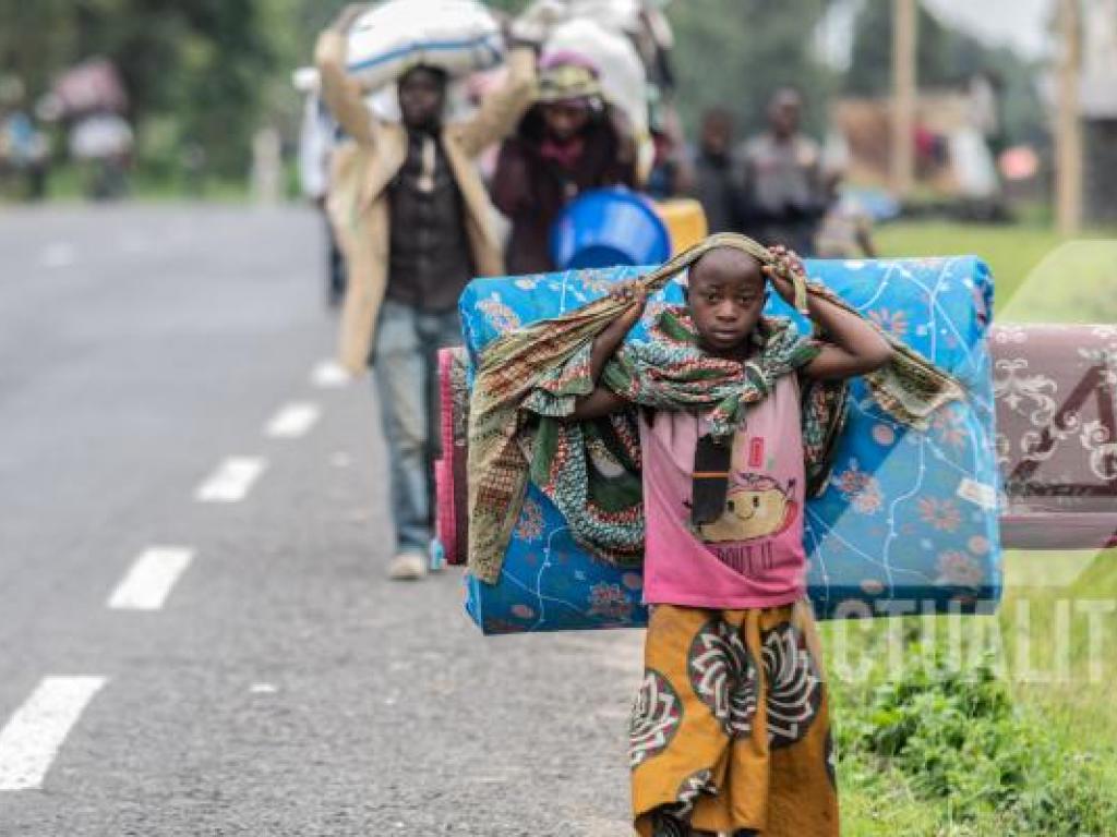 Des déplacés du territoire de Rutshuru. Ph. ACTUALITE.CD/Moses Sawasawa