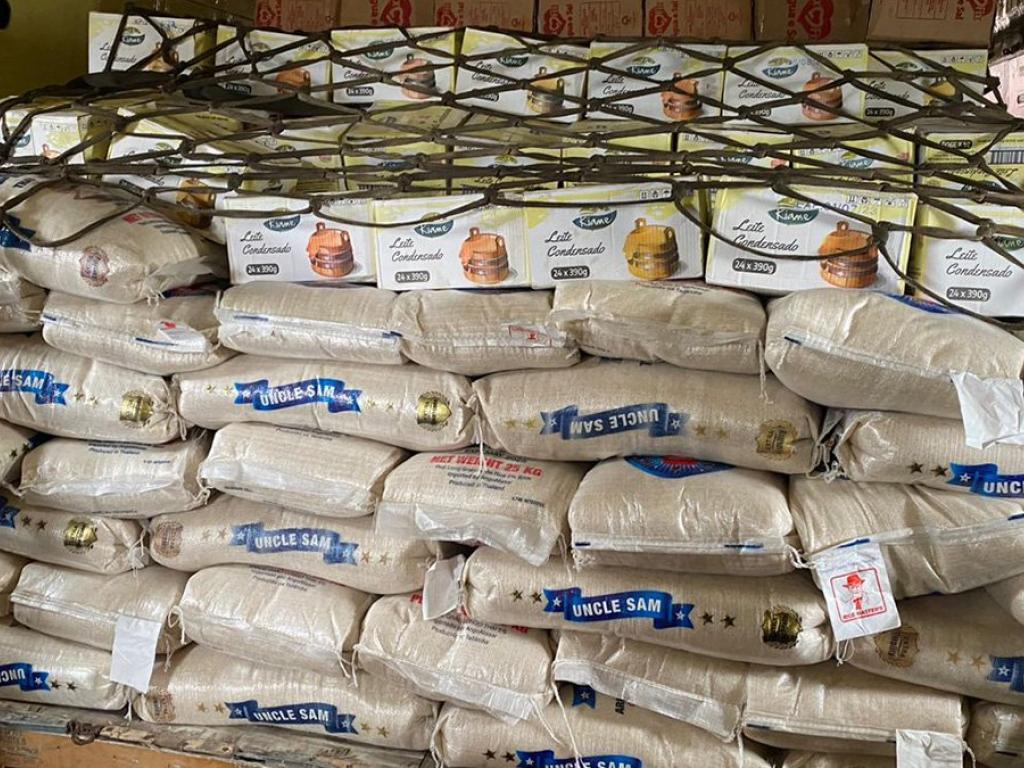 Une vue des vivres envoyes par le gouvernement angolais aux deplaces du Nord-Kivu