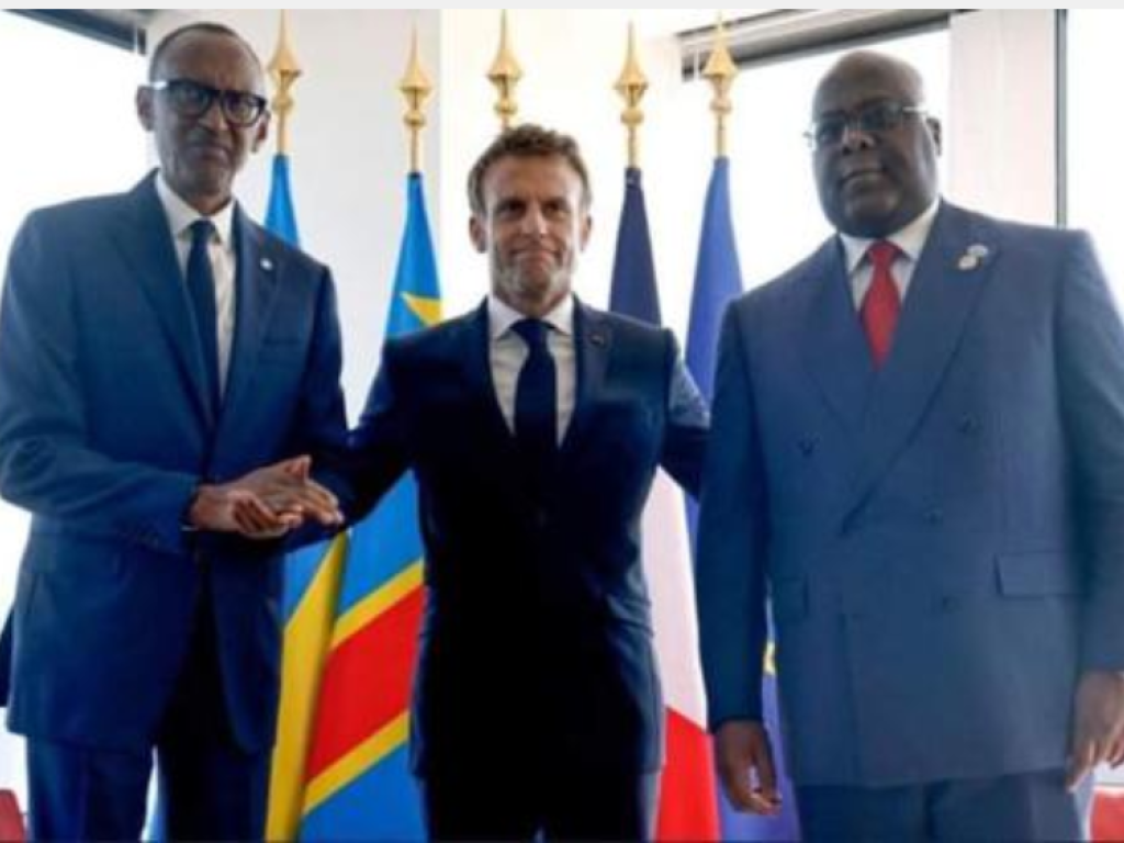 Félix Tshisekedi, Paul Kagame et Emmanuel Macron se sont rencontrés à New York en marge de la 77e session de l’Assemblée générale des Nations unies. Photo Droits Tiers.