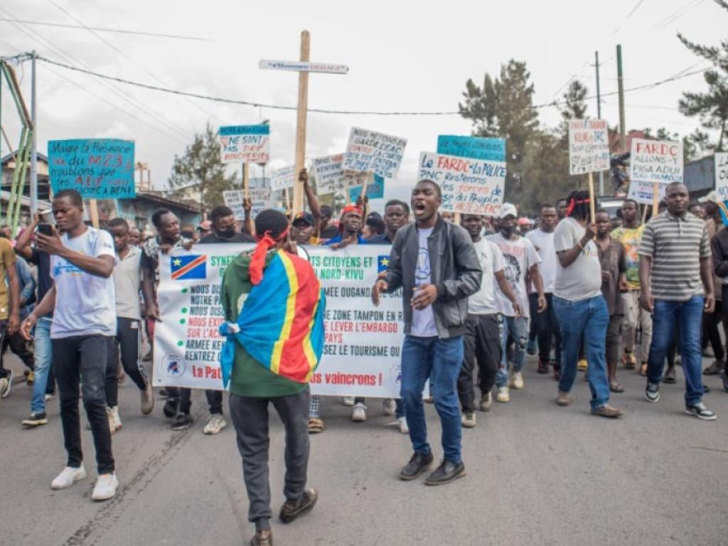 Le 1er décembre 2022, une marche avait déjà été organisée à Goma pour prévenir contre les risques d’un conflit. © Augustin Wamenya / ANADOLU AGENCY / Anadolu Agency via AFP