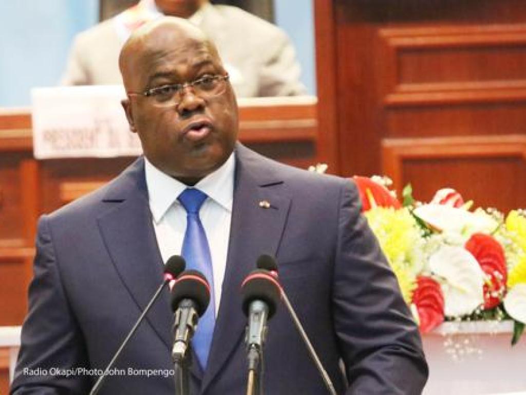 Le Président Félix Antoine Tshisekedi devant les deux chambres du parlement congolais réunies en congrès le 13/12/2019. Radio Okapi/Photo John Bompengo