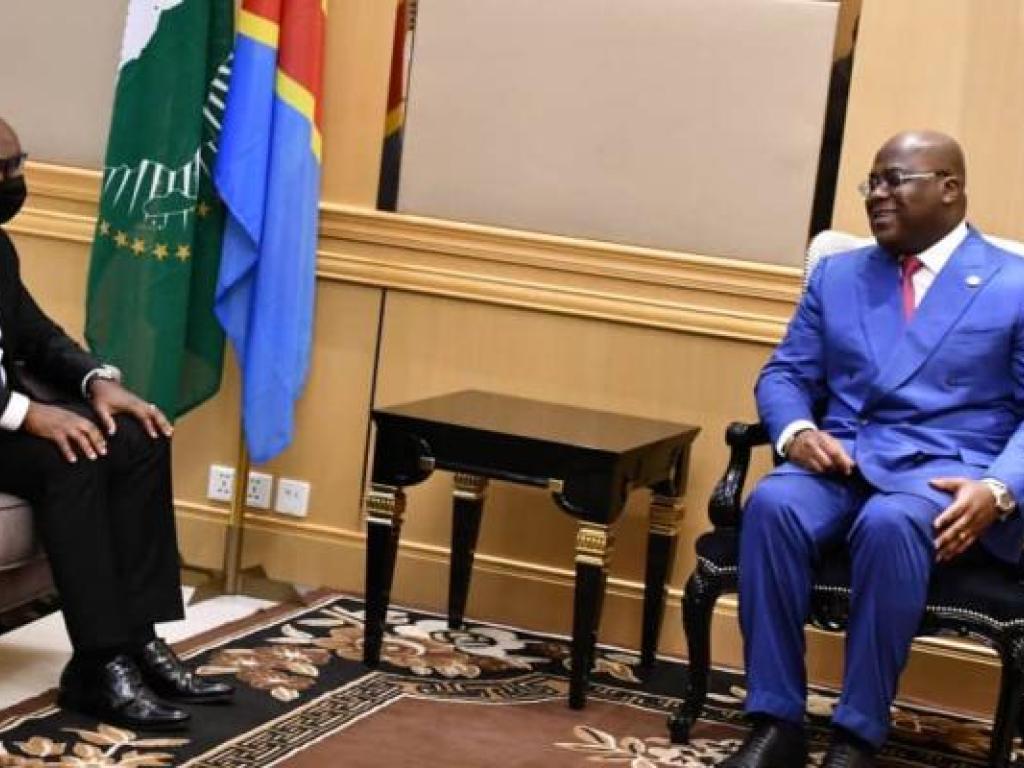 Le President Tshisekedi et le Premier Ministre lors d' une entrevue au Palais de la Nation. 