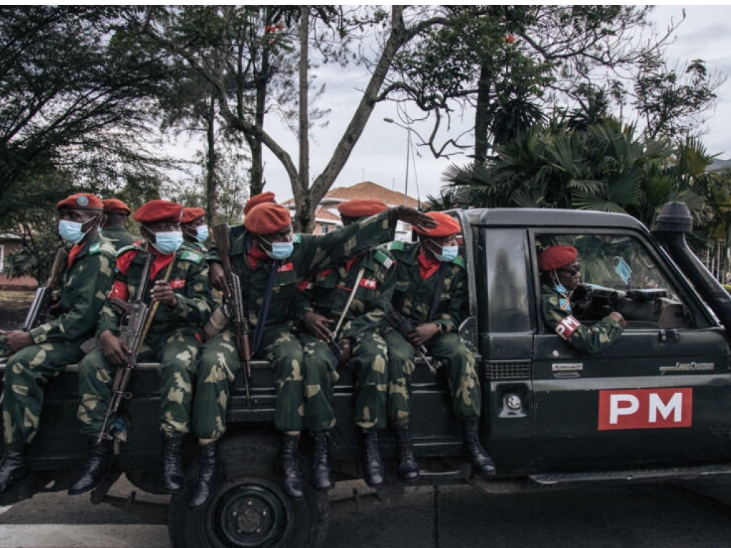 La police militaire dans le Nord Kivu en RDC, le 10 mai 2021 (Image d'illustration). © ALEXIS HUGUET/AFP