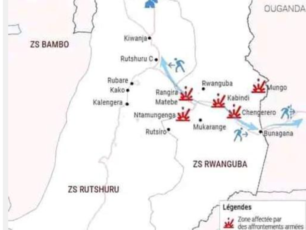 carte physique du territoire de Rutshuru, au Nord-Kivu. Photo Droits Tiers.