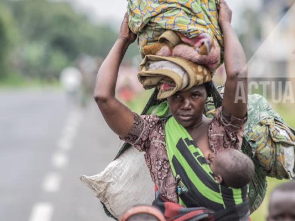 Des déplacés du territoire de Rutshuru. Ph. ACTUALITE.CD/Moses Sawasawa