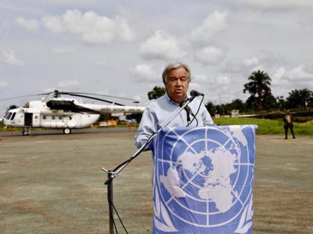 Le Secrétaire général des Nations Unies, António Guterres, à Beni, dans le Nord-Kivu, dimanche 1 septembre 2019. UN Photo/Martine Perret