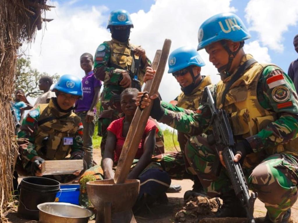 Casques bleus indonésiens déployés dans la province du Tanganyika.