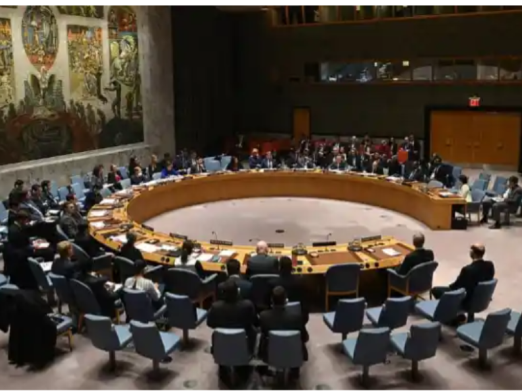 Une vue d' une reunion du Conseil de securite des Nations Unies