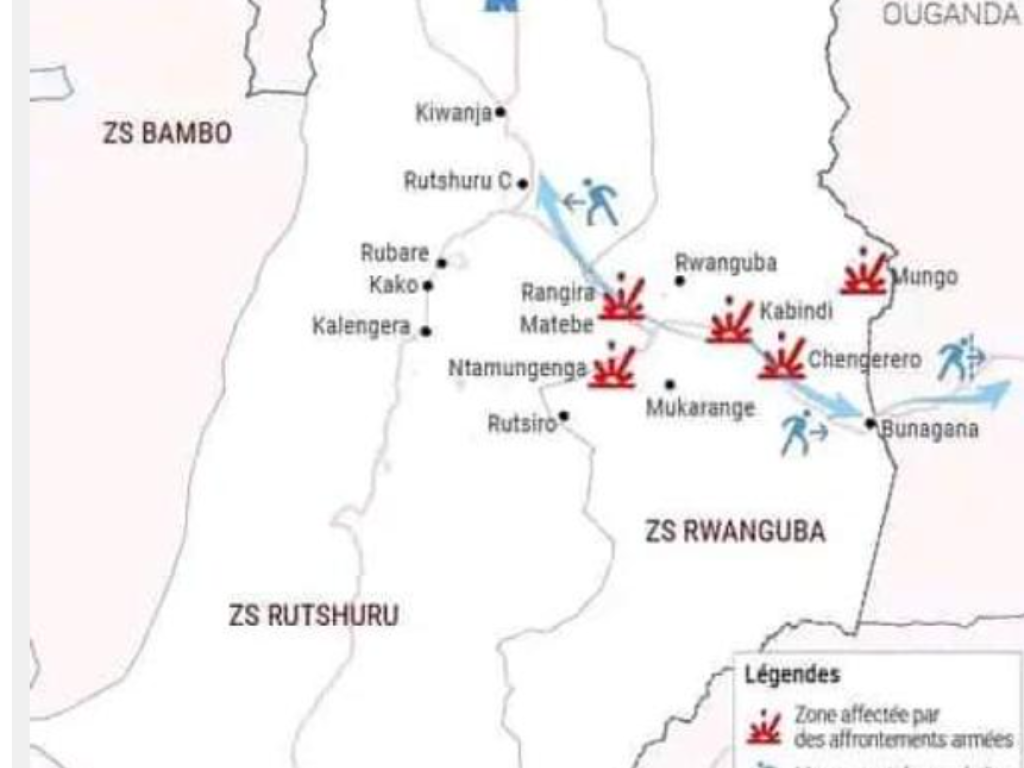 carte physique du territoire de Rutshuru, au Nord-Kivu. Photo Droits Tiers.