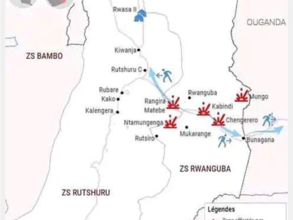 carte physique du territoire de Rutshuru, au Nord-Kivu. Photo Droits Tiers.