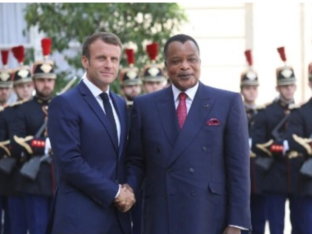 Emmanuel Macron avait reçu Denis Sassou-Nguesso à l'Élysée le 3 septembre 2019. Ludovic MARIN / AFP