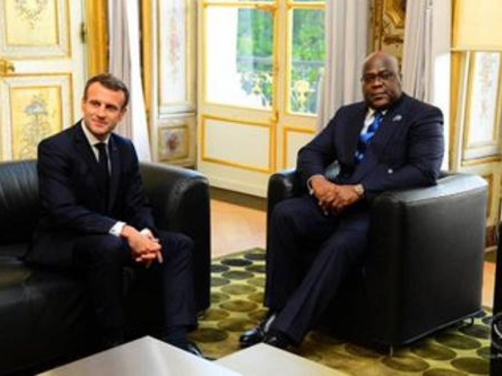Les Présidents Félix Tshisekedi et Emmanuel Macron après un entretien à l’Elysée le 12/11/2019. Photo Présidence RDC.