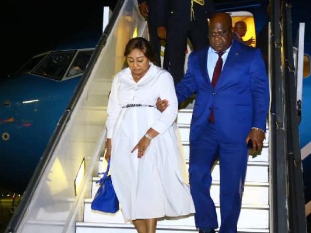 Félix Tshisekedi en compagnie de Denise Nyakeru a son arrivee a Cap Town en Afrique du Sud