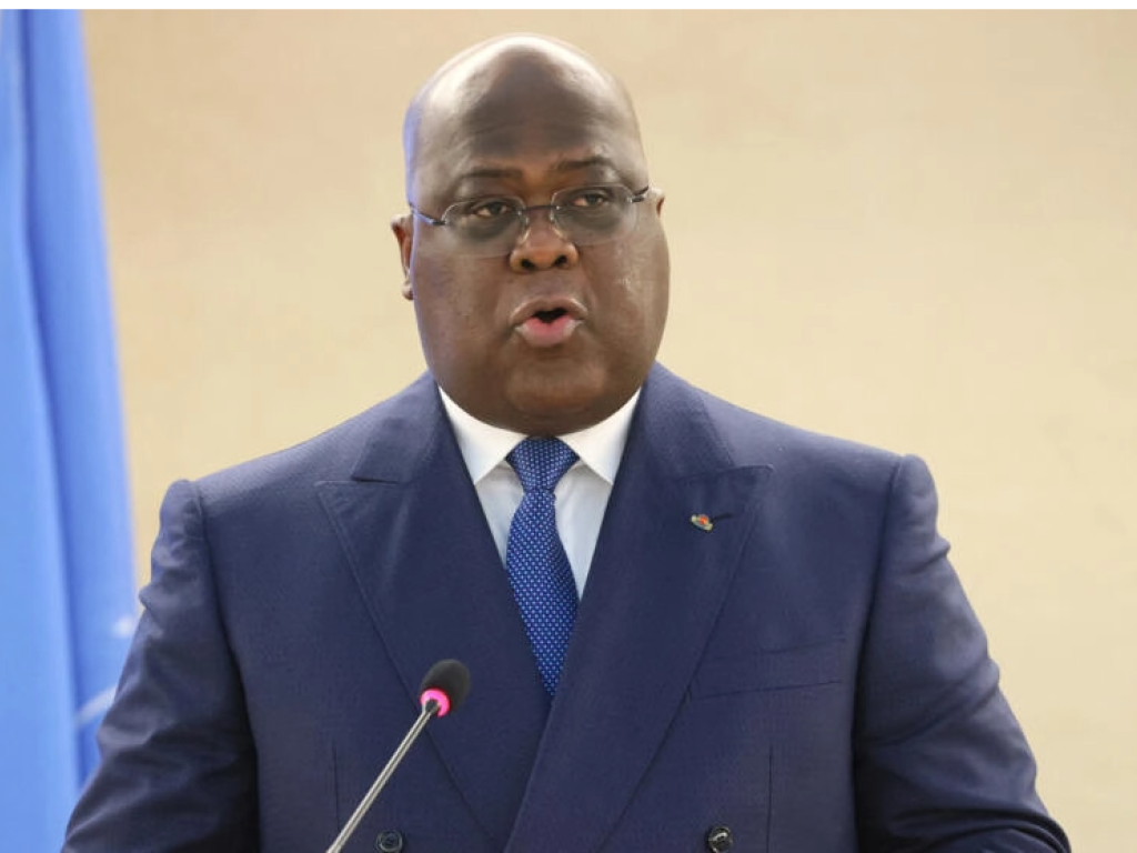 Felix Tshisekedi, président de la République démocratique du Congo, devant le Conseil des droits de l'homme des Nations Unies à Genève, en Suisse, le 27 février 2023. REUTERS - DENIS BALIBOUSE