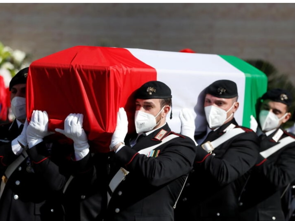 Les funérailles nationales de Luca Attanasio ont été organisées à Rome, le jeudi 25 février 2021. REUTERS - YARA NARDI