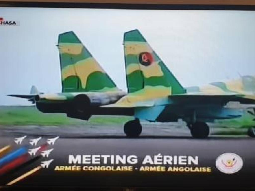 Des avions de chasse angolais qui ont participé au « meeting aérien » dans le ciel de Kinshasa, vendredi 20 novembre 2020. Capture d’écran.