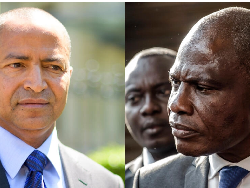 L'ancien gouverneur du Katanga, Moïse Katumbi (gauche), et l'opposant Martin Fayulu, ex-candidat de l'opposition à l'élection présidentielle de 2018 en RDC. AFP/Fabrice Coffrini/Luis Tato