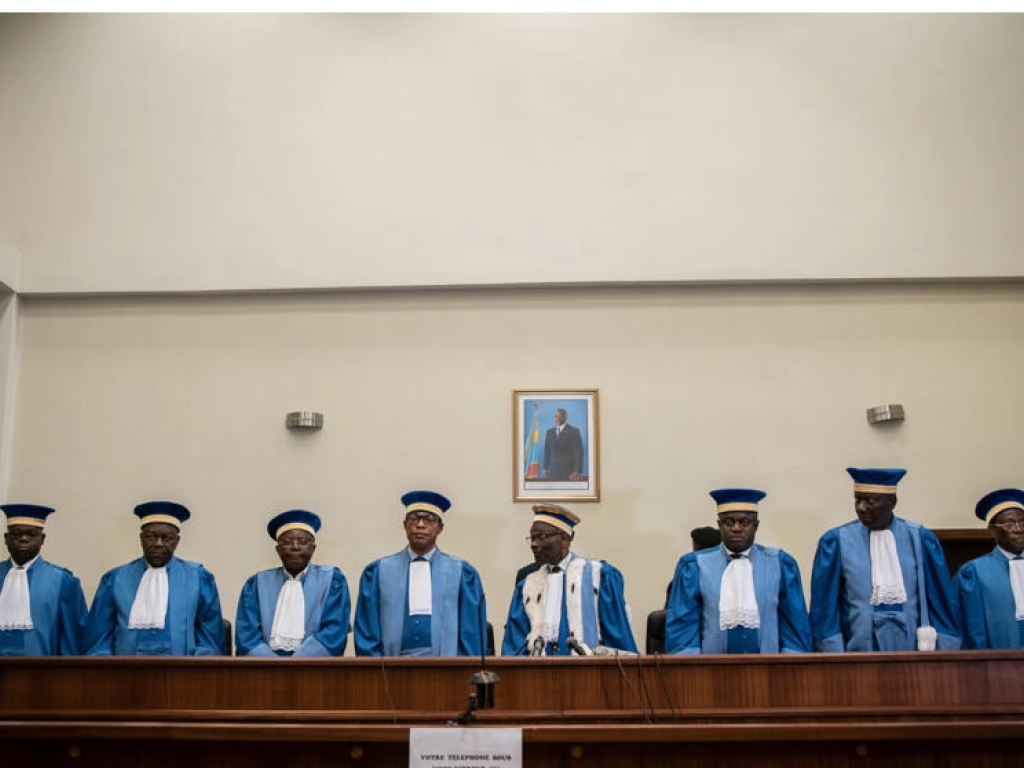 Les juges de la Cour constitutionnelle congolaise, en janvier 2019 (image d'illustration). Caroline THIRION / AFP