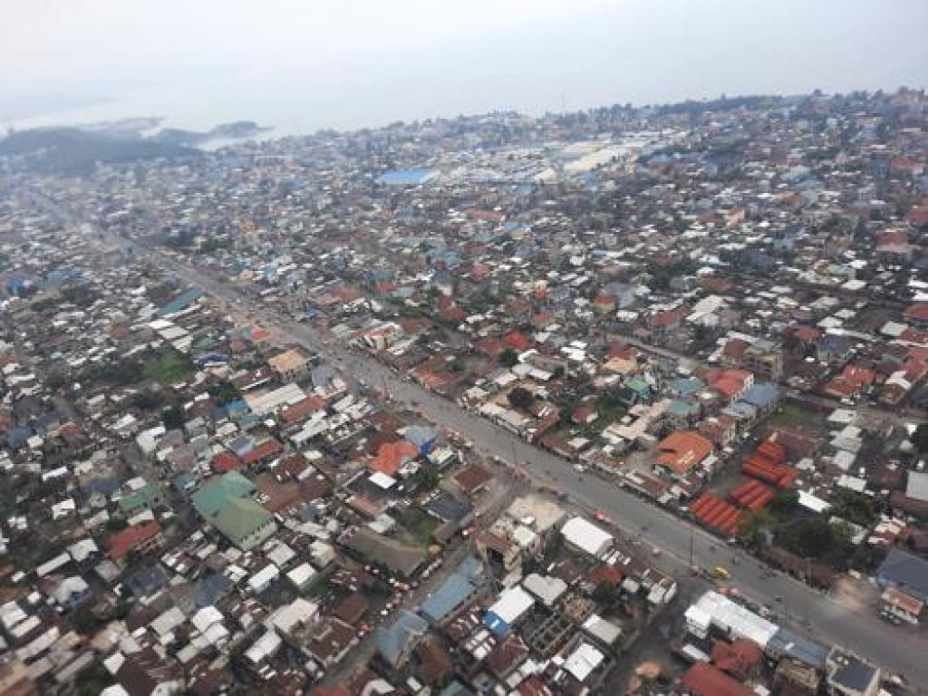Vue aérienne de la ville de Goma. Nord-Kivu, le 15 février 2023 Radio Okapi.Ph/ Jonathan Fuanani