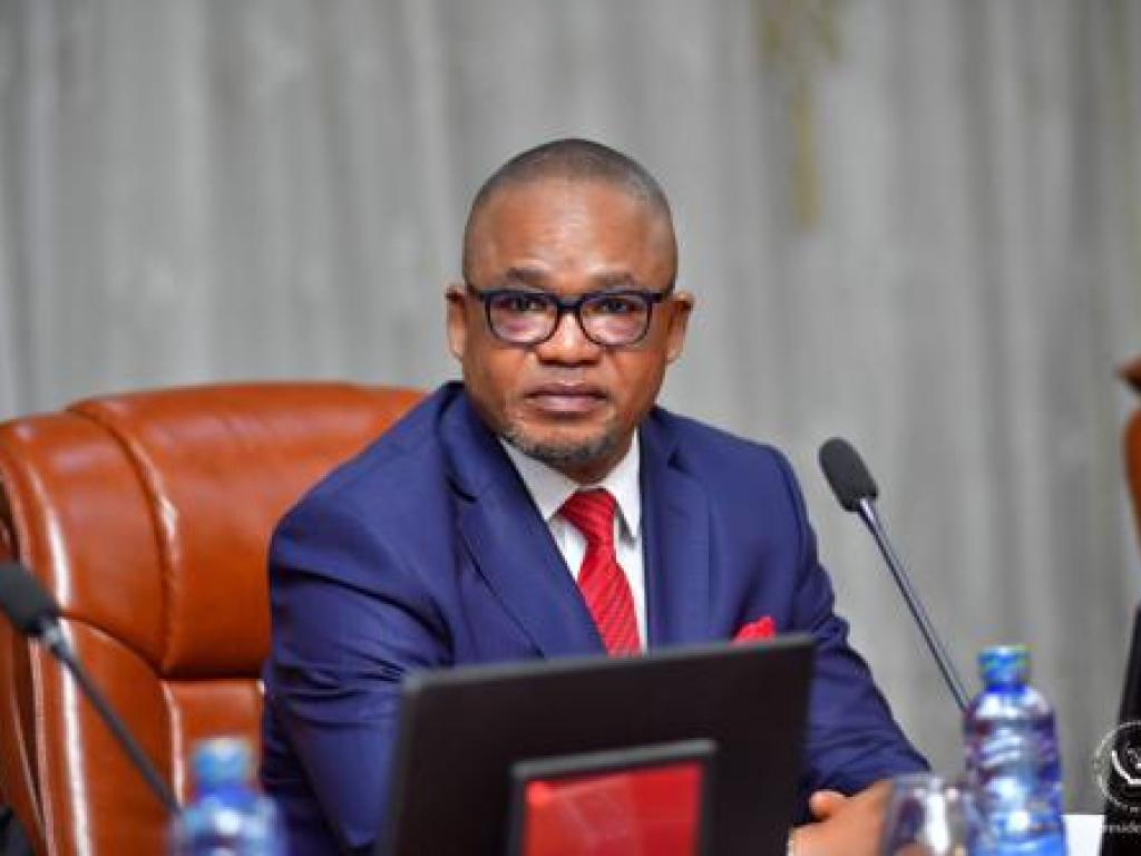 Le vice-Premier ministre, ministre de l’Intérieur Peteer Kazadi, en Conseil des ministres le 31/03/2023. Présidence RDC