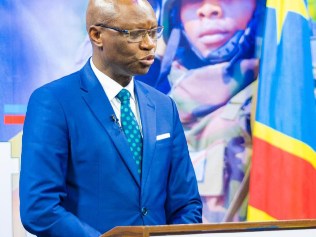 Samuel Roger Kamba Mulamba, ministre de la Santé Publique, Hygiène et Prévention au cours du briefing presse. Ph. Ministère de la Com & Médias...