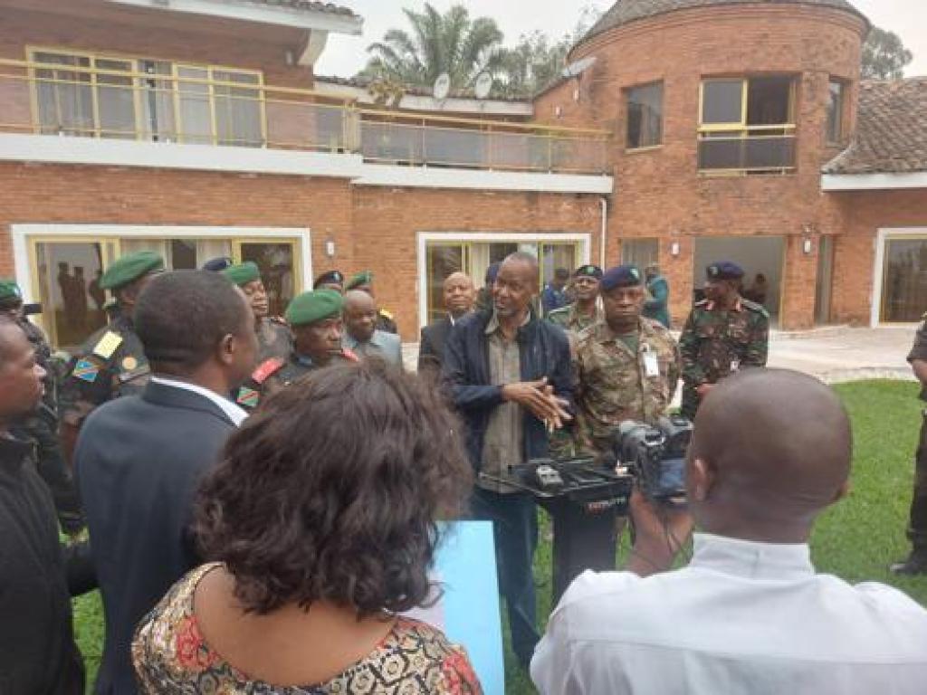 Point de presse, lundi 22 janvier 2024, à l'issue de la rencontre entre le secrétaire exécutif de la SADC et le gouverneur militaire du Nord-Kivu, à Goma.  Radio Okapi/Ph. Sifa Maguru.