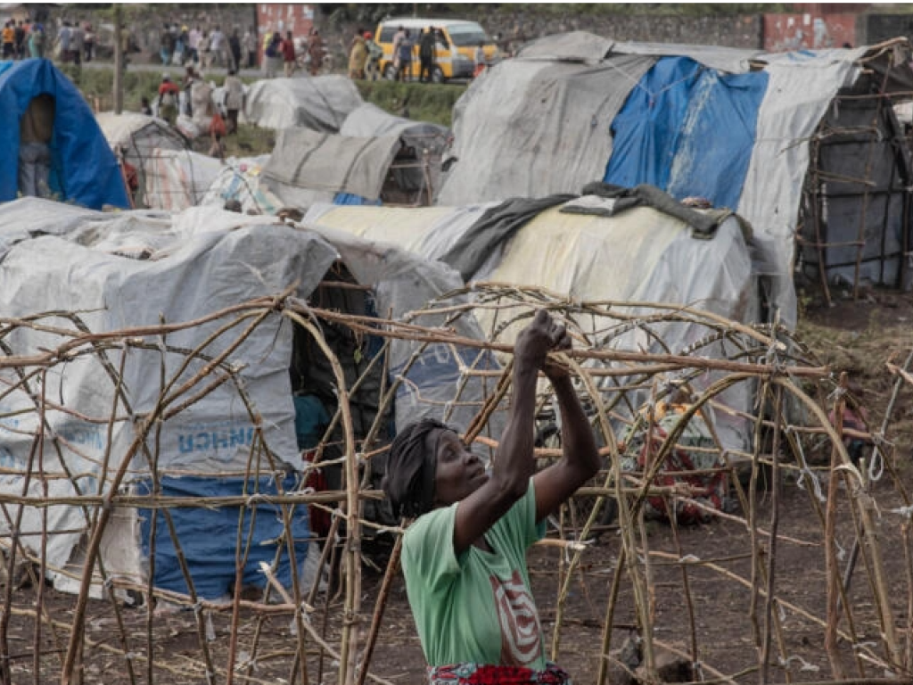 Dans un camp de déplacés près de Goma, en RDC. AFP - GUERCHOM NDEBO