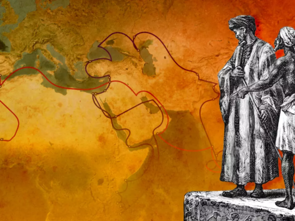 Au cours de ses voyages, Ibn Battuta aurait parcourir 120 000 km de l'Afrique jusqu'en Asie. © Studio graphique FMM