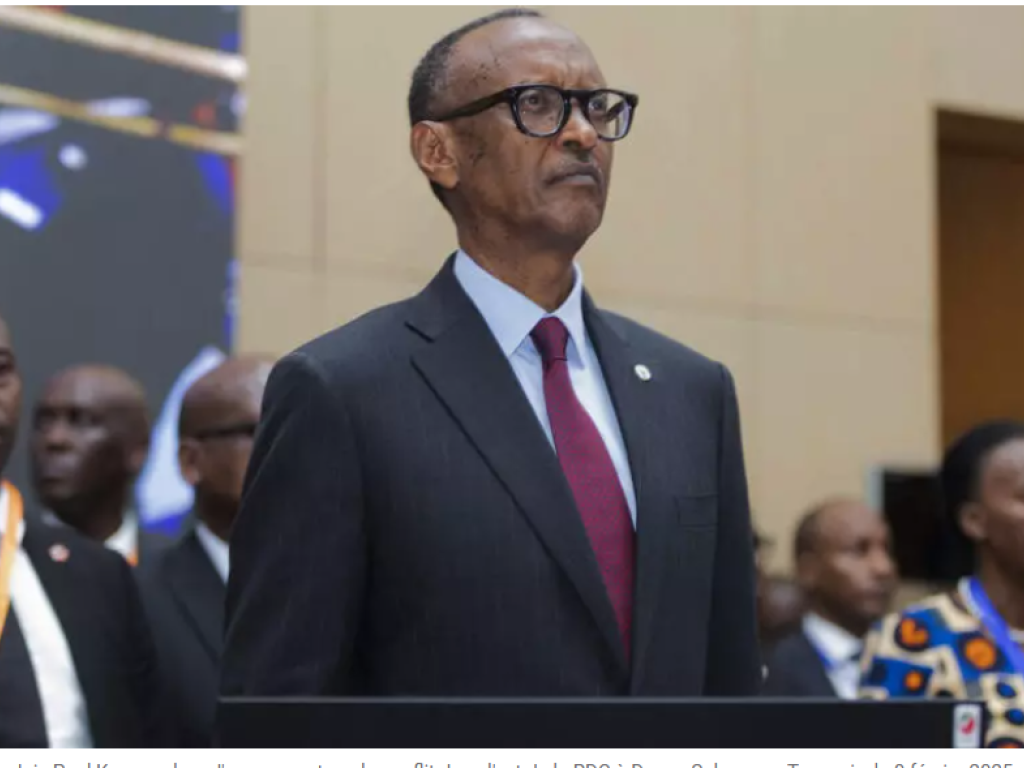 Le président rwandais Paul Kagame lors d'un sommet sur le conflit dans l'est de la RDC à Dar es Salaam en Tanzanie, le 8 février 2025. AP - Elia Yunga