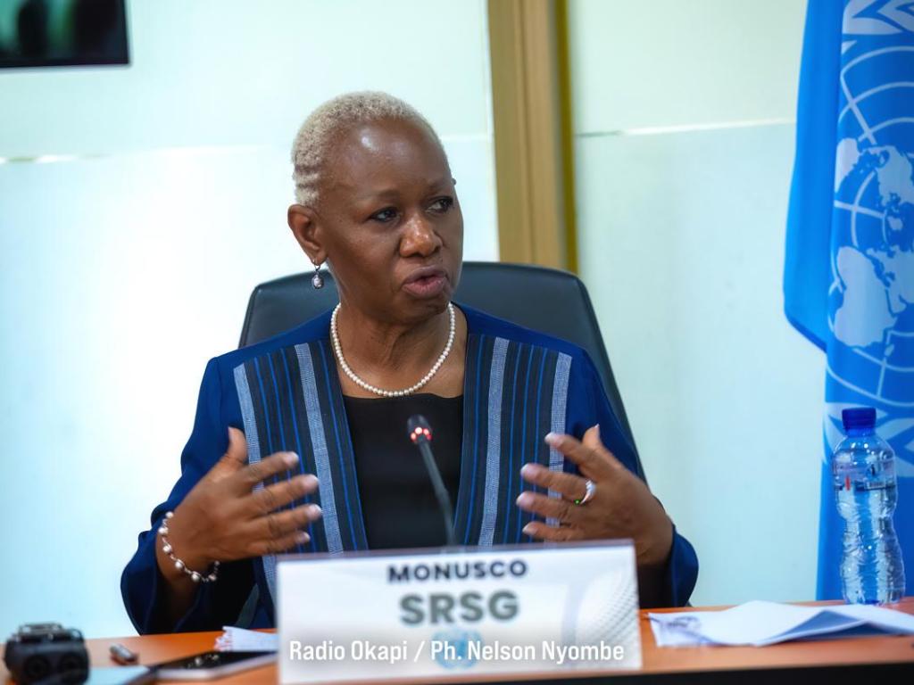 Bintou Keita, la représentante spéciale du secrétaire général des Nations-Unies et cheffe de la MONUSCO, lors de la reunion conjointe CNS - MONUSCO le 16/06/2025. Radio Okapi/Ph. Nelson Nyombe
