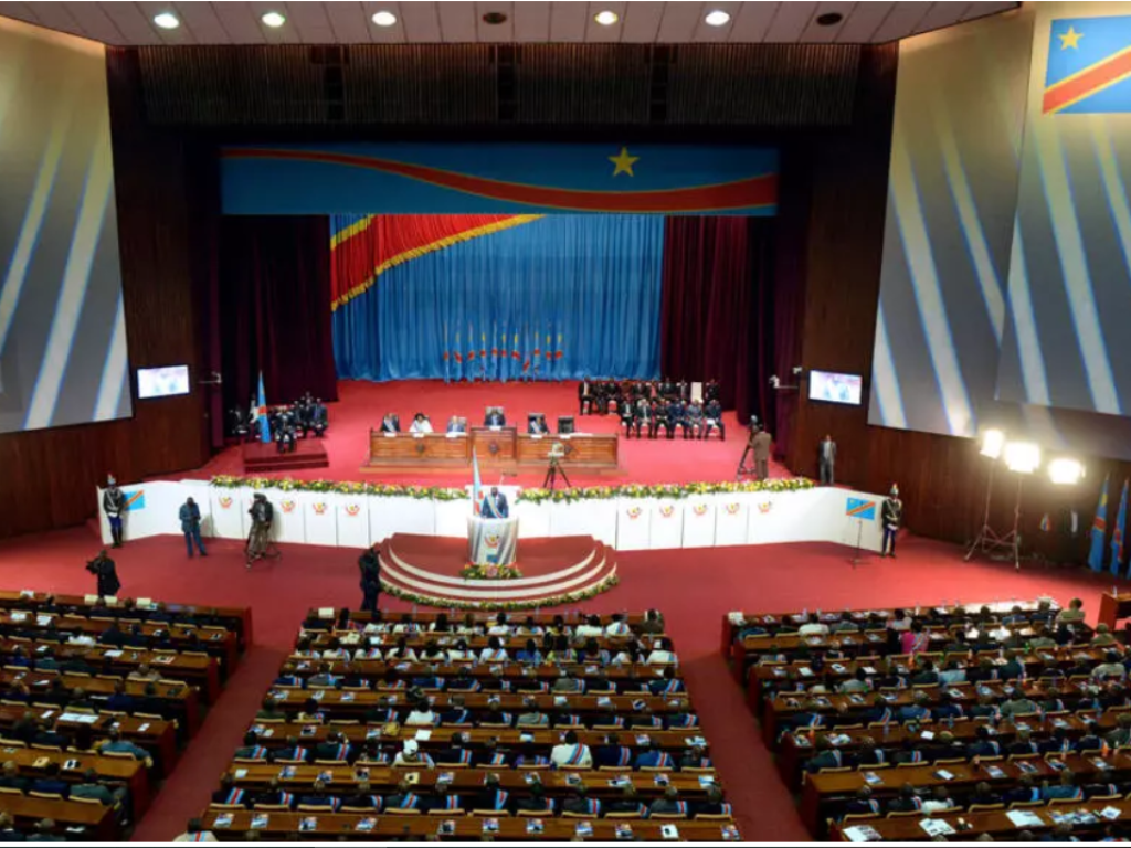 L'Assemblée nationale congolaise, le 19 août 2019 au Palais du Peuple à Kinshasa. JUNIOR D.KANNAH / AFP